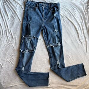 Hollister High Rise Super Skinny Dark Blue Ripped Jeans